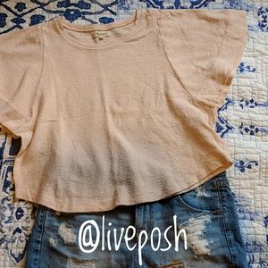 MADEWELL Texture & Thread Flutter Sleeve Top Blush